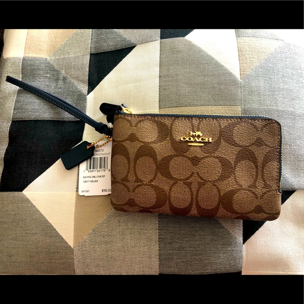 Double zipped wristlet wallet coach